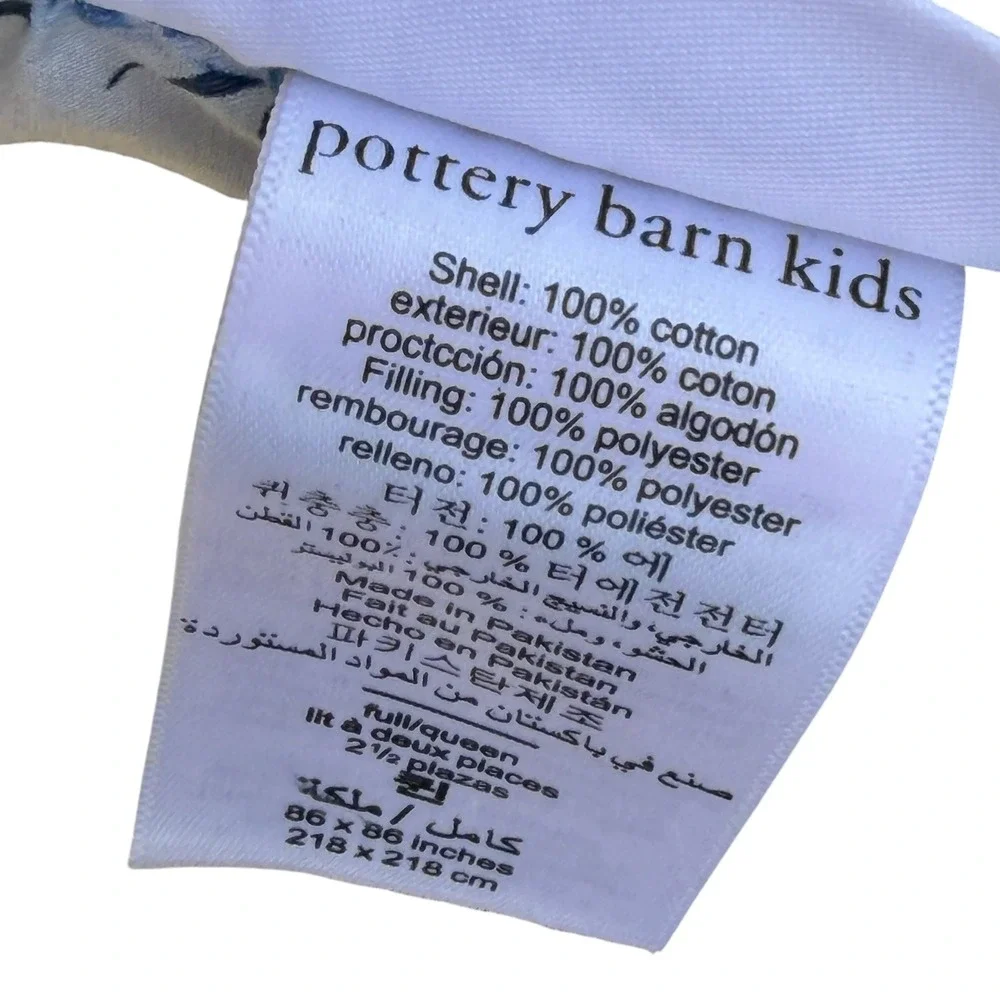Pottery Barn Kids Finn Dino Full Queen Comforter Cotton White Retired Bedding